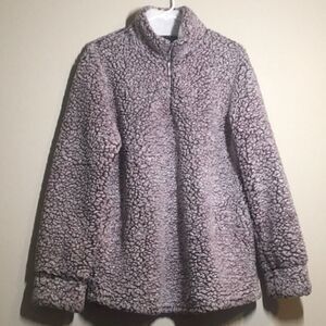 Zesica top women’s size large L Sherpa like quarter zip pullover